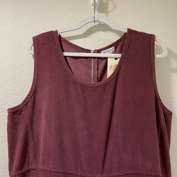 (NWT) COMPLETO LINO By ARTHURIO Corduroy Maxi Lagenlook Dress, Burgundy - XL